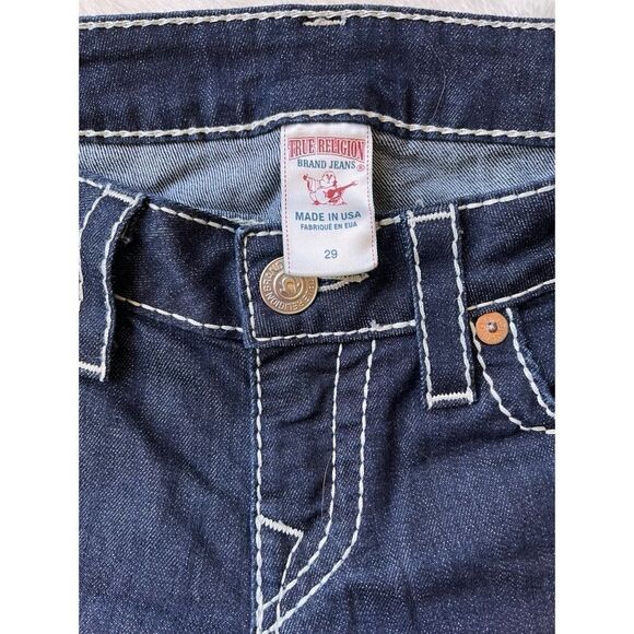 True Religion Big T Mid Rise with Flaps Skinny Jeans in Dark Blue Wash, Size 29 - Picture 6 of 13